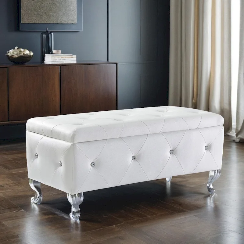PU Leather Upholstered Ottoman with Storage