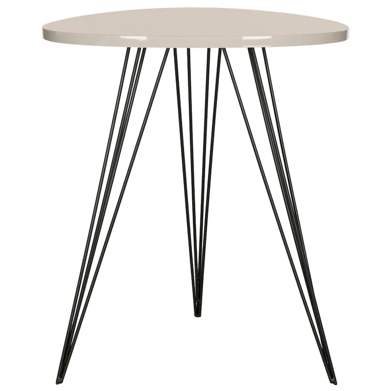 White and Black Lacquer Side Table with Hairpin Legs - 20W x 20D x 24H