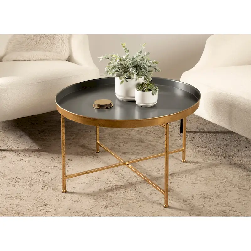 Kate and Laurel Celia Round Metal Coffee Table - 28.25x28.25x19