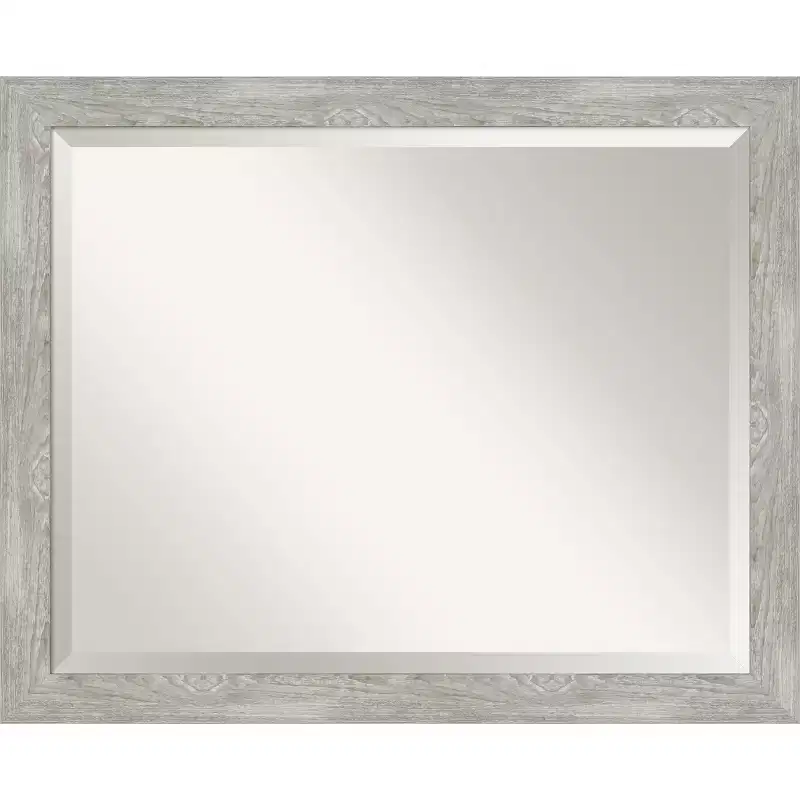 32" x 26" Dove Narrow Framed Wall Mirror Graywash - Amanti Art