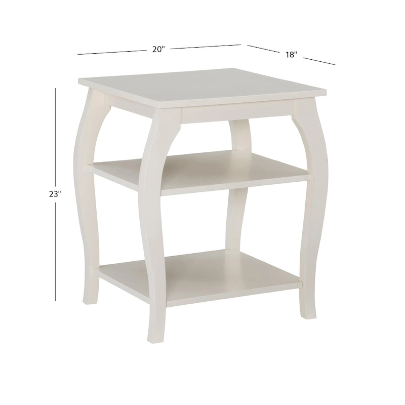 Ingrid Wood Farmhouse Side Table with 2 Shelves