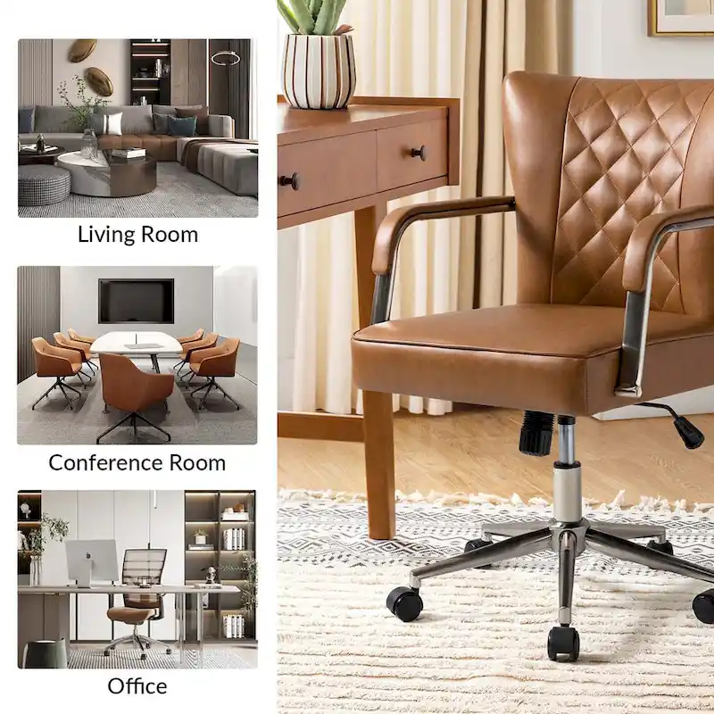 Felice Modern Swivel Height Adjustment Diamond-Tufted Office Chair by HULALA HOME