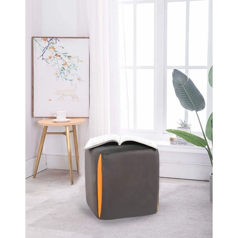 Adeco 14 Small Ottoman Footrest Stool- Velvet Seating Stool Ottoman