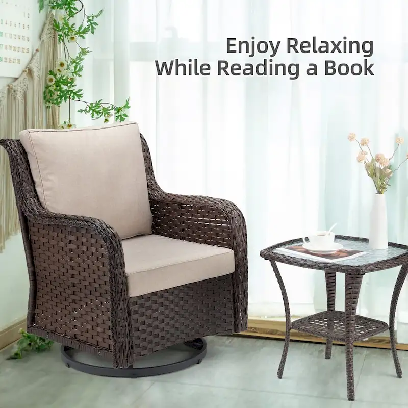 3 Pieces Rocking Wicker Bistro Set