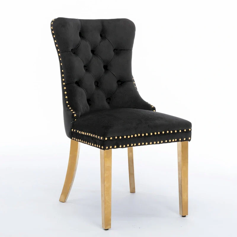 Velvet Upholstered Dining Chair with Chrome Stainless Steel Plating Legs