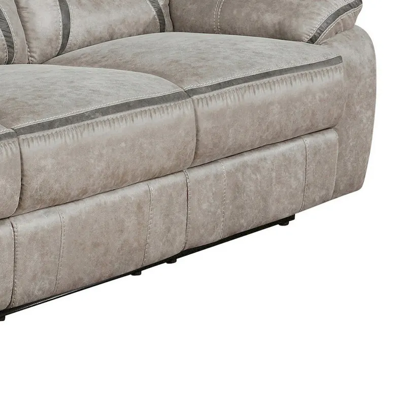 Tye 87 Inch Glider Manual Recliner Sofa, Cool Gel Foam, Taupe Faux Leather