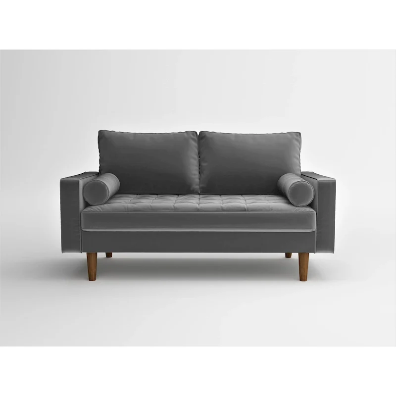 Faux Leather Mid-Century Loveseat – 2-Seat, Multiple Colors
