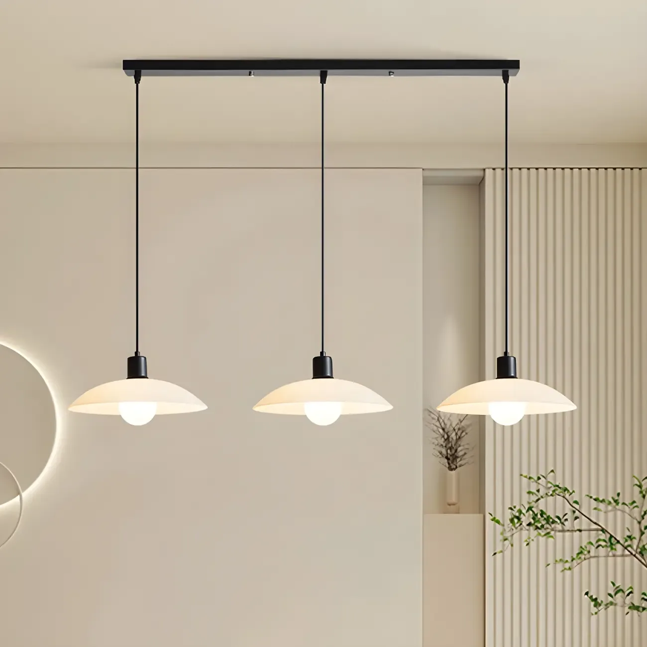 Modern Black Glass Barn LED Island Pendant Light for Kitchen