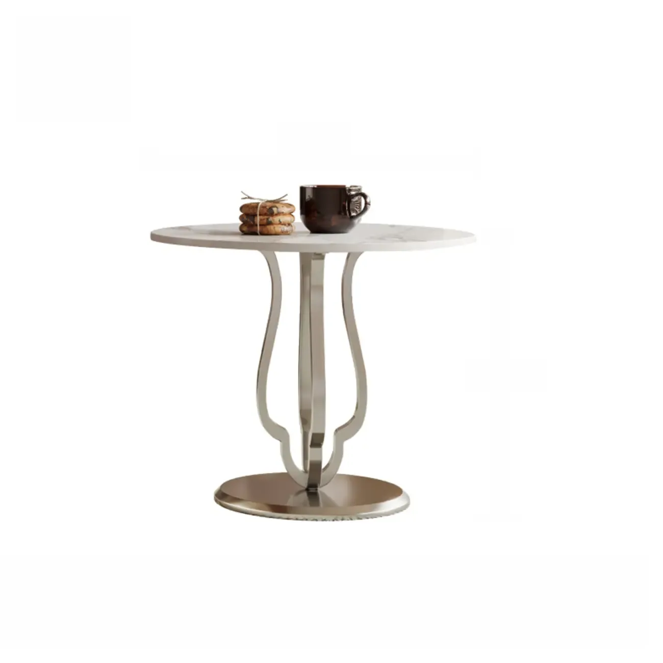 Metal Base Nesting Brown Wood Round Drawer Coffee Table