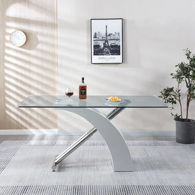 Rectangular Glass Top Dining Table