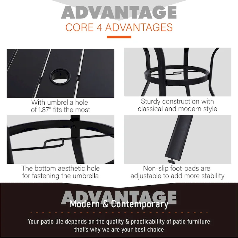 MAISON ARTS 5/6-Piece Patio E-Coating & Stackable Dining Set