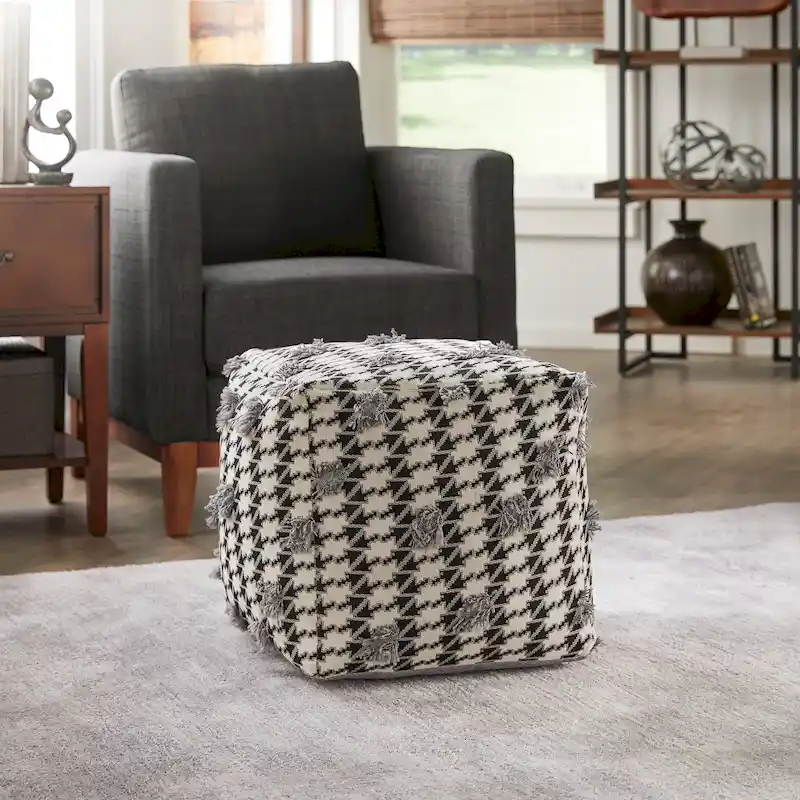 Upholstered Square Pouf Ottoman