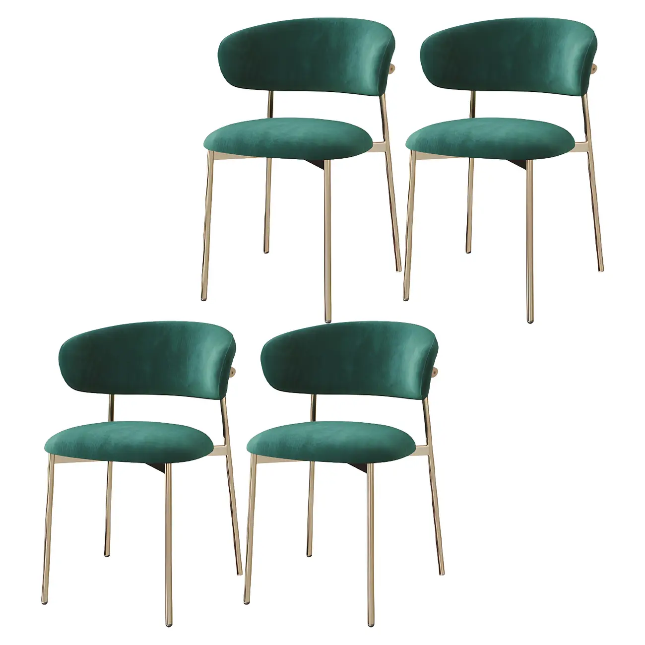 Scandinavian Velvet Upholstered Dining Room Chairs Set of 4