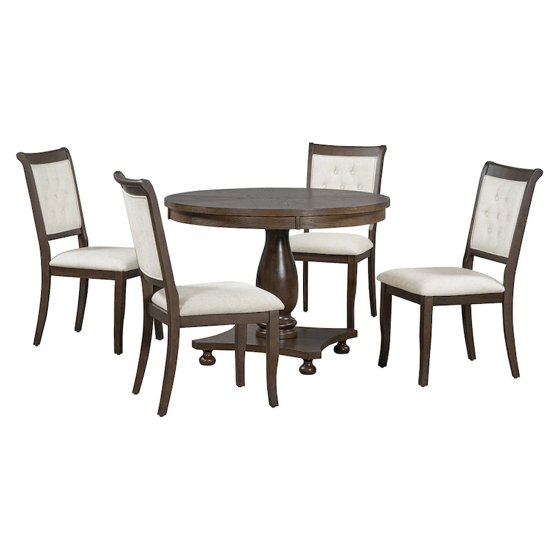 Lak Retro 5-Piece Dining Sets with Upholstered Chairs by GDFStudio