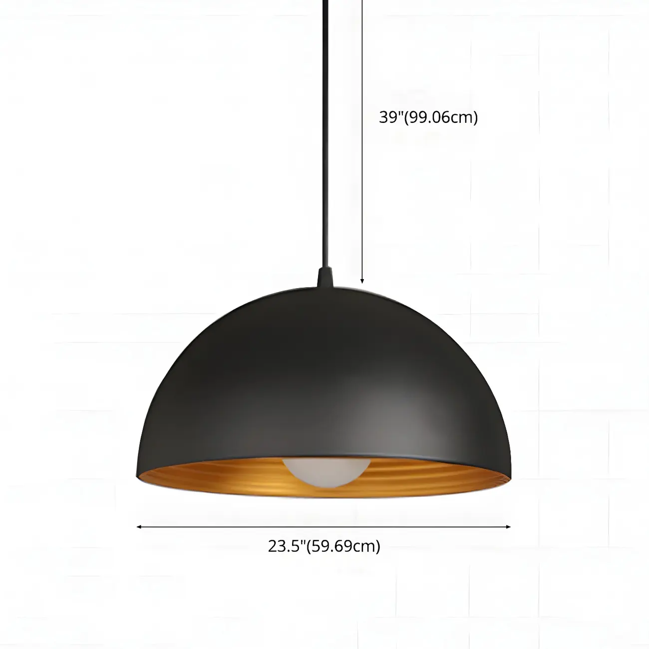 Industrial Rustic Black Metal Dome Kitchen Pendant Light