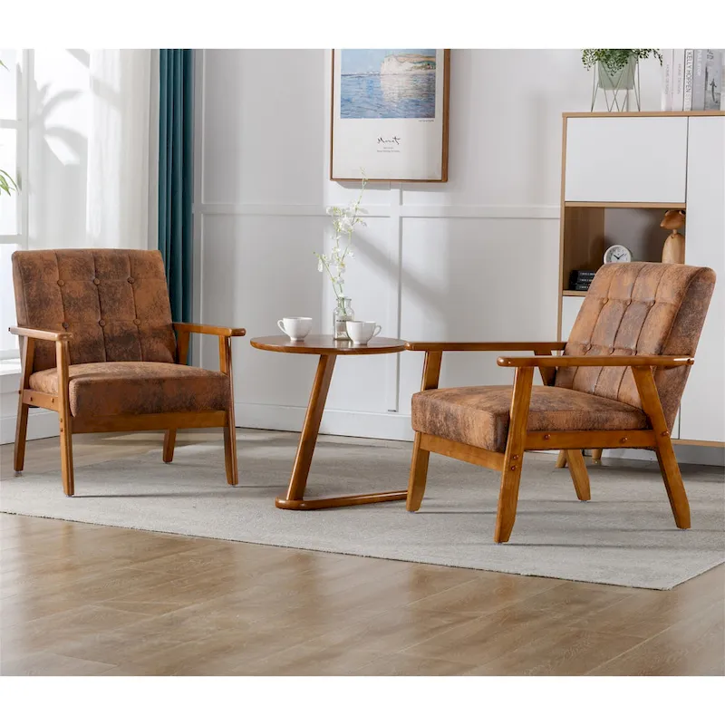 Mid Century Modern Accent Chairs Set of 2 with Side Table