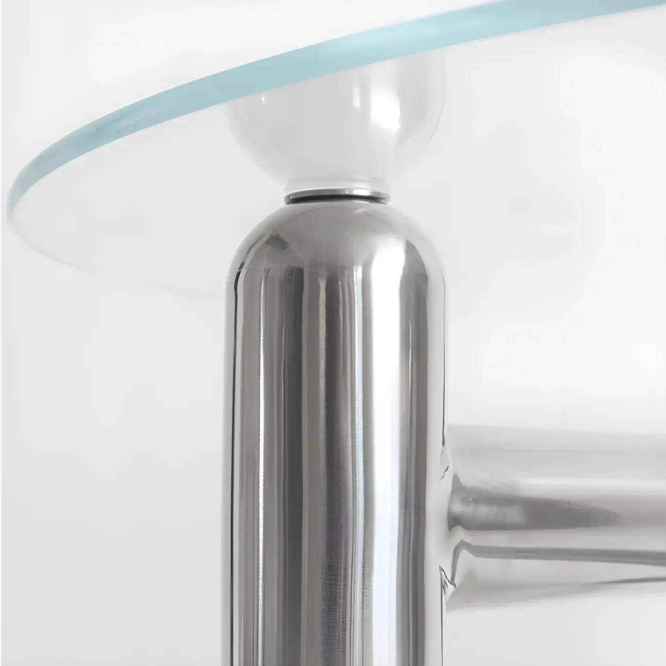 Round Glass Top Coffee Table with Stainless Steel Base