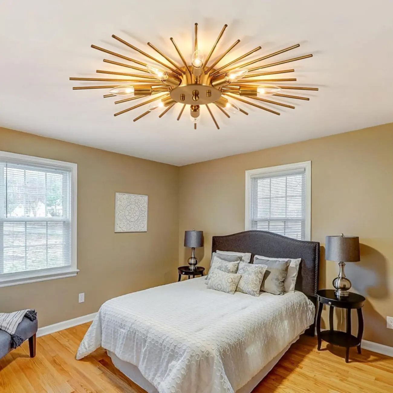 Gold Starburst Sputnik Flush Mount Ceiling Light