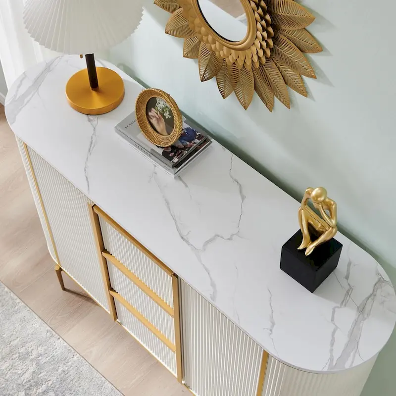 54 Modern Fluted Buffet Cabinet, Buffet Table, Coffee/Wine Bar