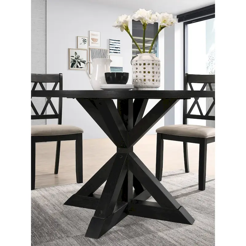 Windvale Cross-Buck Base Dining Table in Black