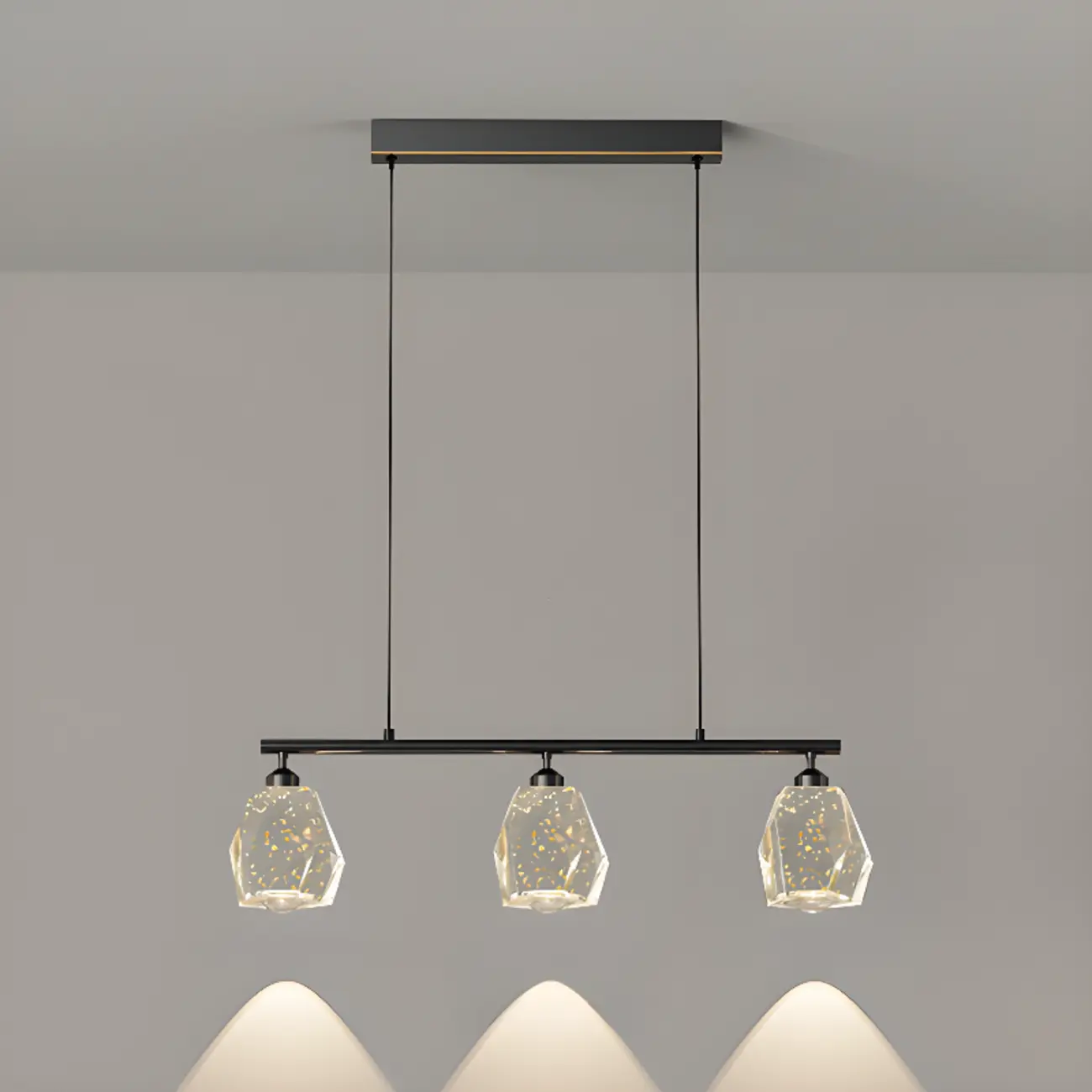 Geometric Gold Crystal Down Island Pendant Light