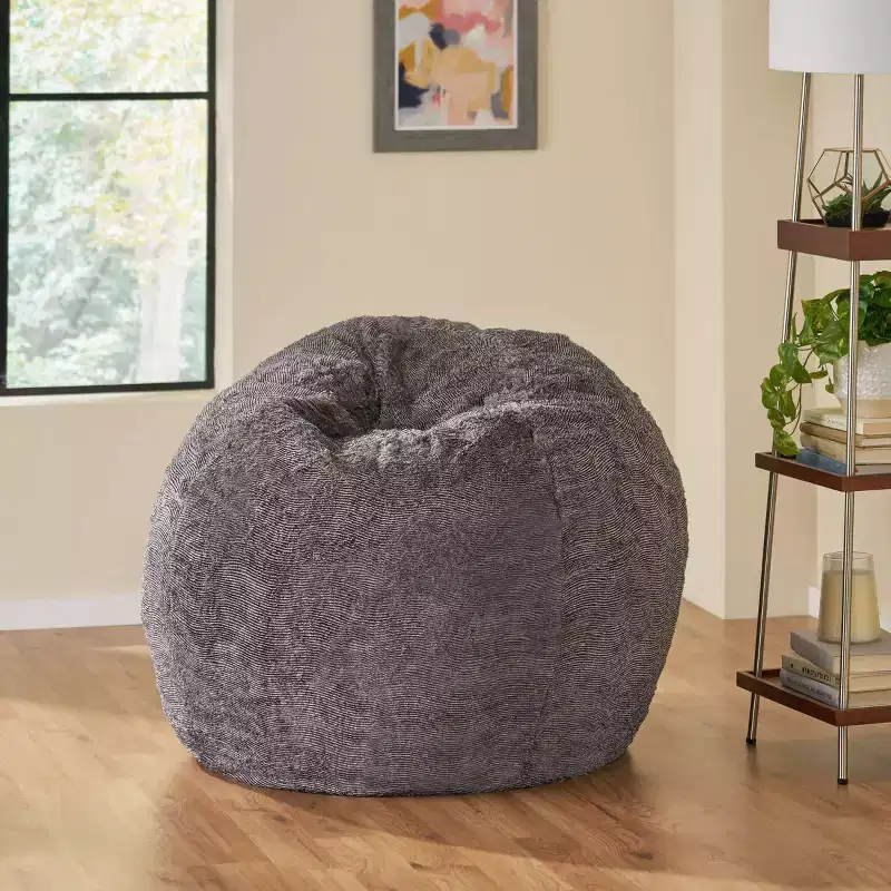34" Greyrock Modern Glam Faux Fur Winter Bean Bag Brown/Beige - Christopher Knight Home