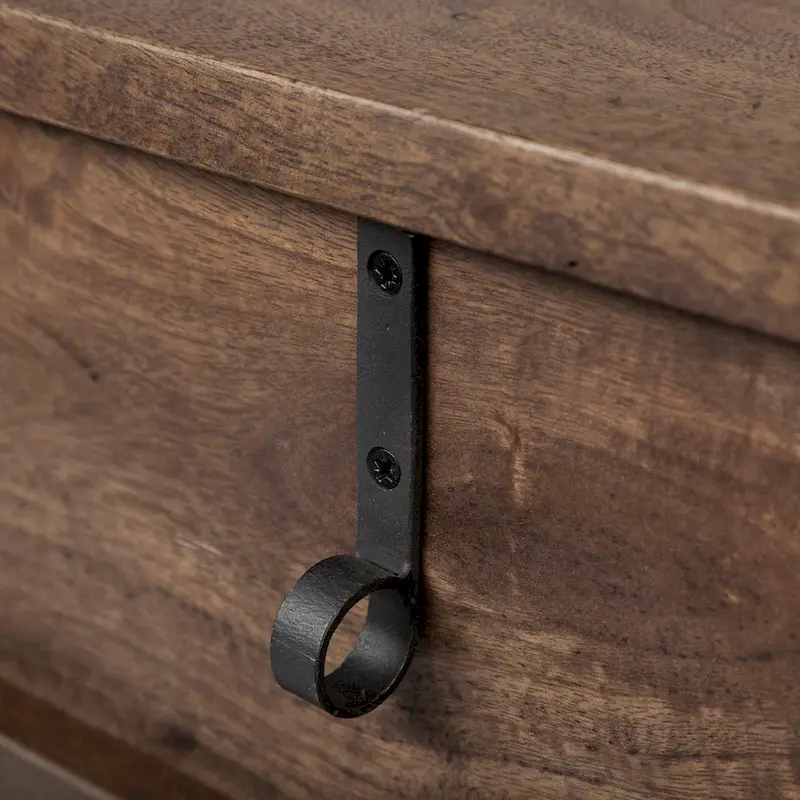 Glenn I Square Dark Brown Wood and Iron Black Frame Side Table