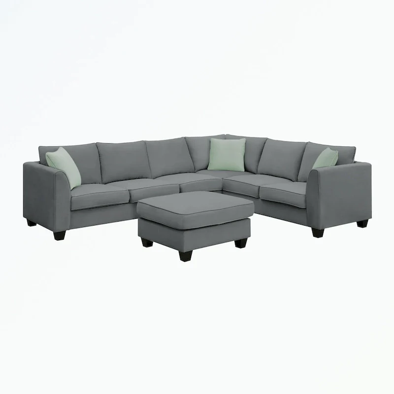 Modular Sectional Sofa with Ottoman and 3 Pillows