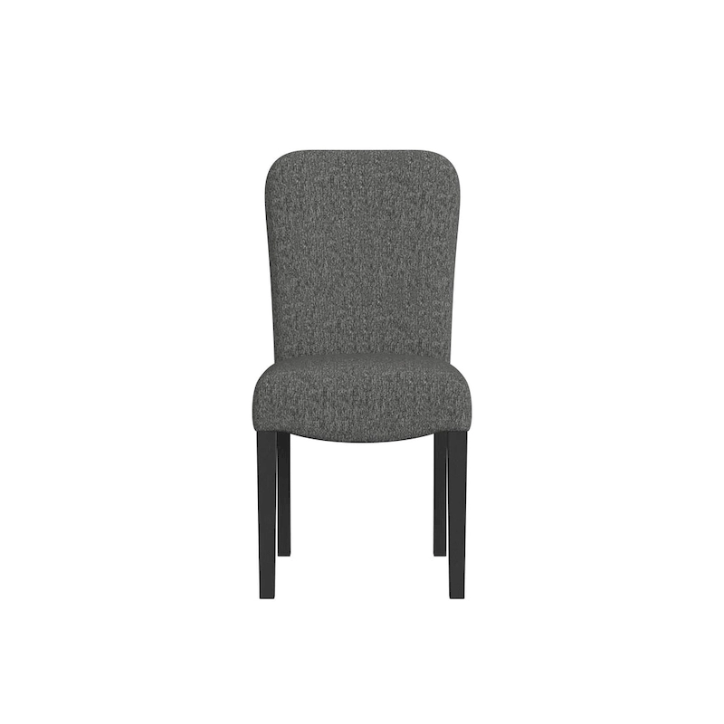 HomePop Rounded Back Upholstered Dining Chair-Black Woven (set of 2)