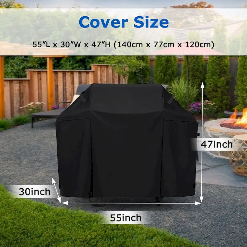 Heavy Duty BBQ Gas Grill Cover Waterproof UV Fade Resistant - 55 x 30 x 47