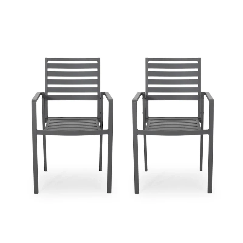 Cape Coral Aluminum Modern Outdoor Dining Chair (Set of 2) by Christopher Knight Home