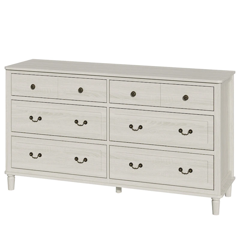 Extra Large 6 Drawer Dresser, Light Grey