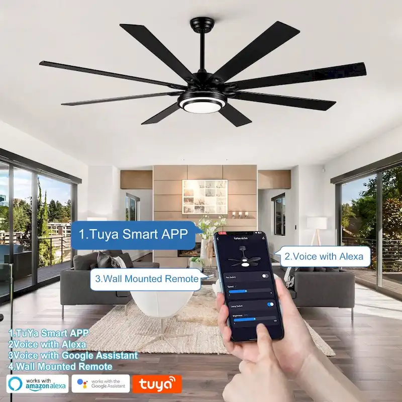 72 in.W Integrated LED Smart Ceiling Fan with Remote Control