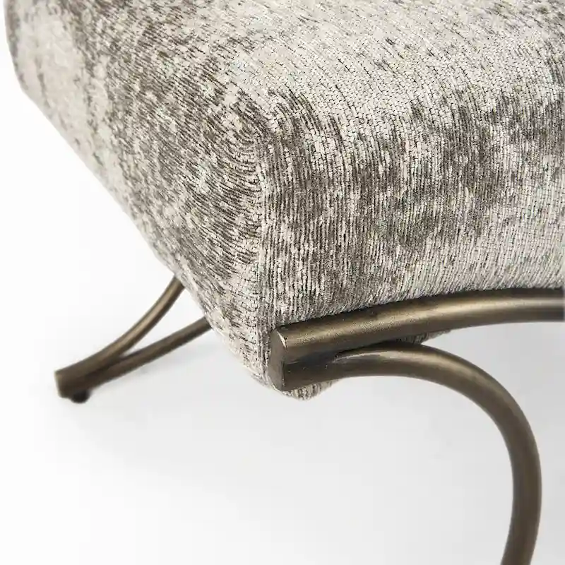 Ayla Gray Fabric Seat w/ Dark Nickel Metal Frame Bench