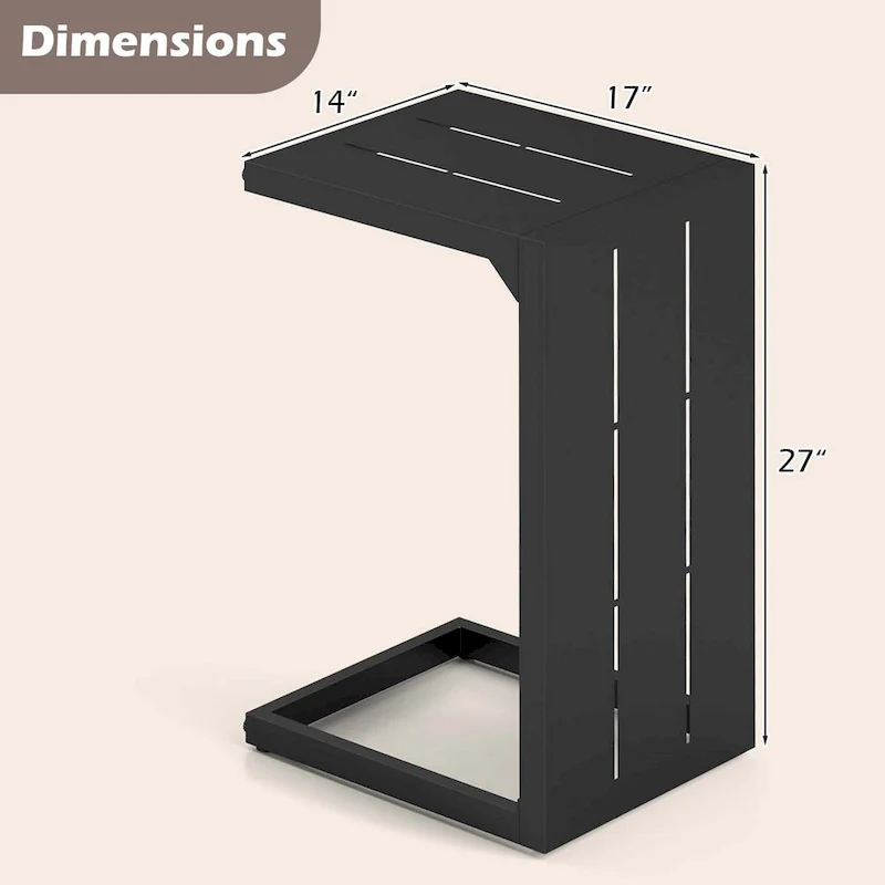Costway 1/2 PCS C-Shaped End Table with Adjustable Foot Pads 2-In-1