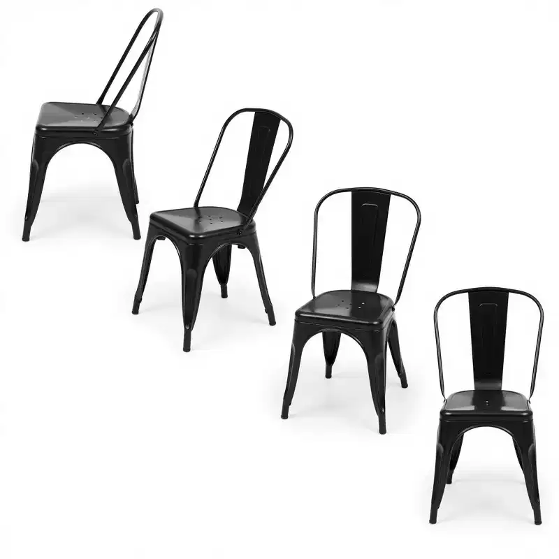 Okak Modern Dining Room Chairs Set of 4, Stackable Dining Chairs with 300LBS Weight Capacity, Metal Dining Chairs for Dining Room