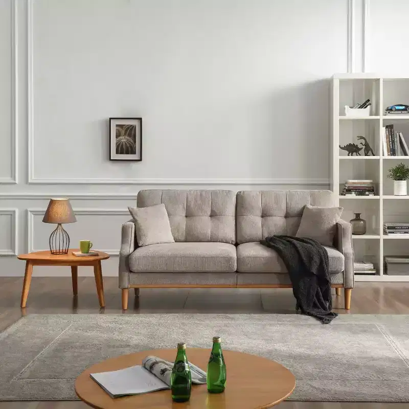 MAYEERTY Living Space Sofa with Waterproof Fabric 3 Seater for Living Room Office Light Gray
