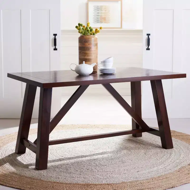 Ainslee Rectangle Dining Table - DTB9217A - Brown - Safavieh
