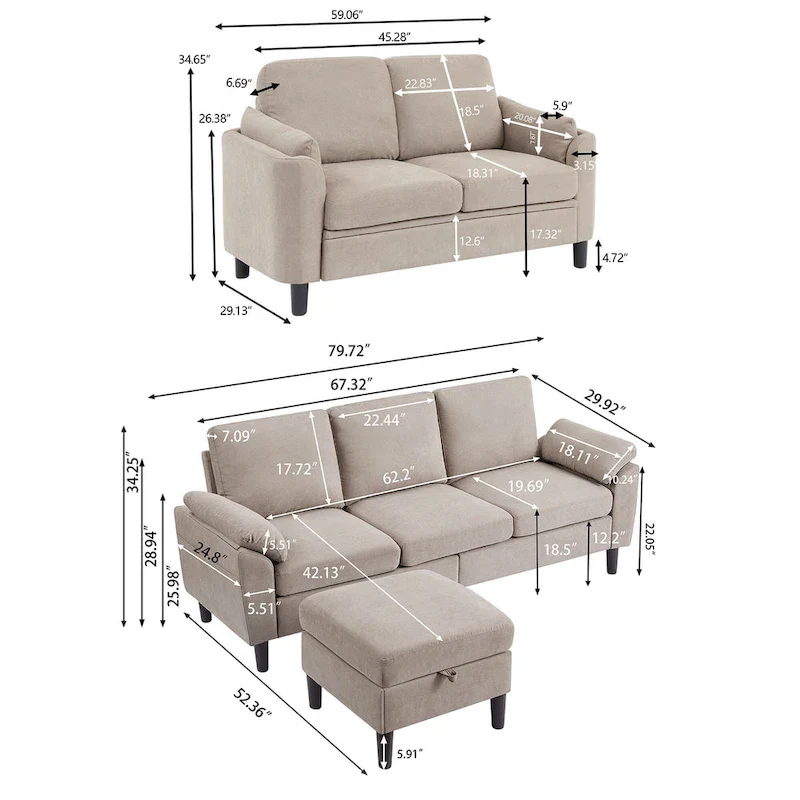 3 Piece Living Room Sets