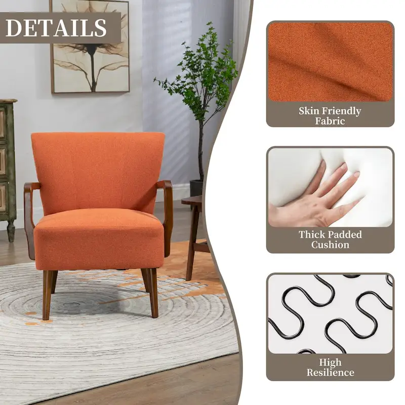 Modern chairs in the living room, wooden frame armchairs