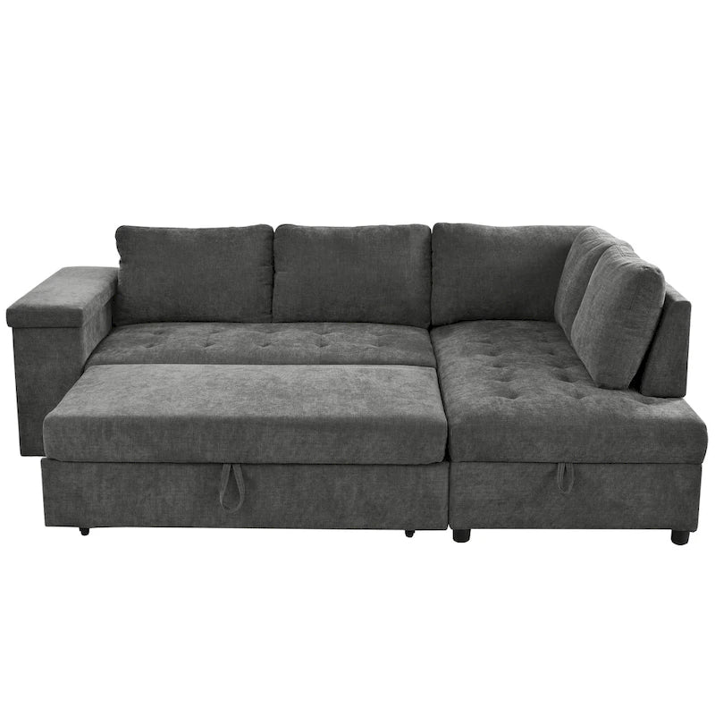 3-Seater Convertible Polyester Sofa Bed with Storage
