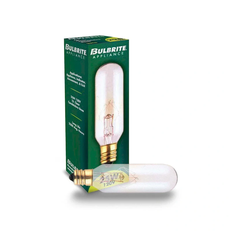 Bulbrite Pack of (25) 25 Watt Dimmable Clear Appliance, Amusement T6 Candelabra (E12) Incandescent Bulb - 25 Watt