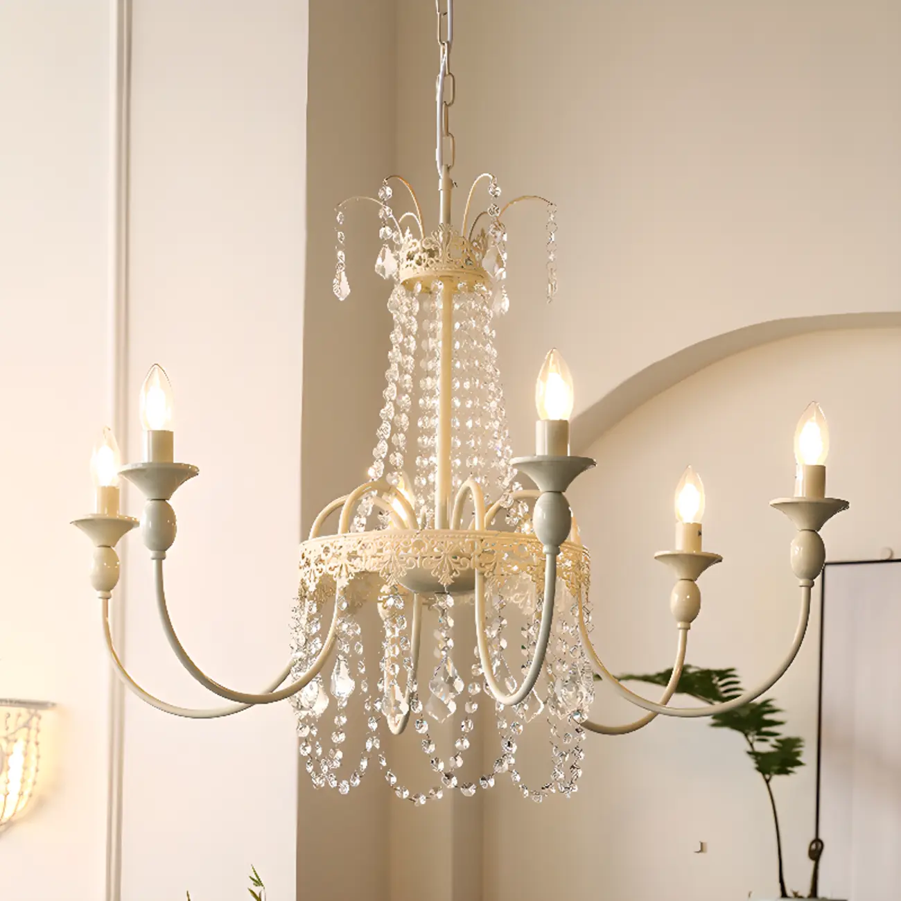 Modern Chalk Candelabra Metal Crystal Chandelier