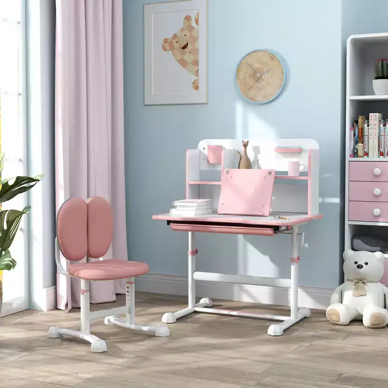TUYOHW Kids Desk and Chair Set,Desk with Height Adjustable & Tilt Desktop,Storage Drawer,Reading Rack,Childrens Study Desk for Writing,Ages 3-12