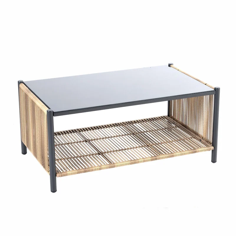 New Comming Patio 4 pieces Brown PE Wicker Sofa Set with Grey Cushion