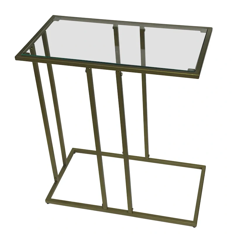 End Table with Clear Glass - Antique Gold