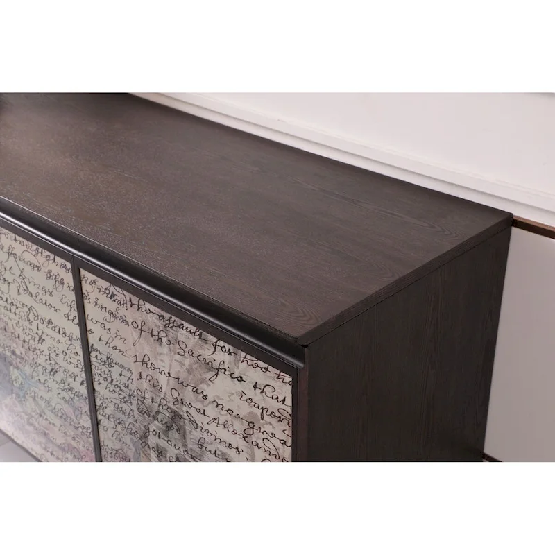 Modrest Phelan Modern Smoked Ash & Brass Buffet