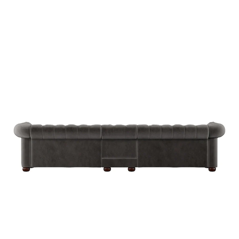 Grey Button-Tufted Chesterfield Sofa - 4/5/6 Seater