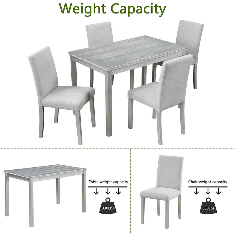 5 Piece Wooden Dining Table Set