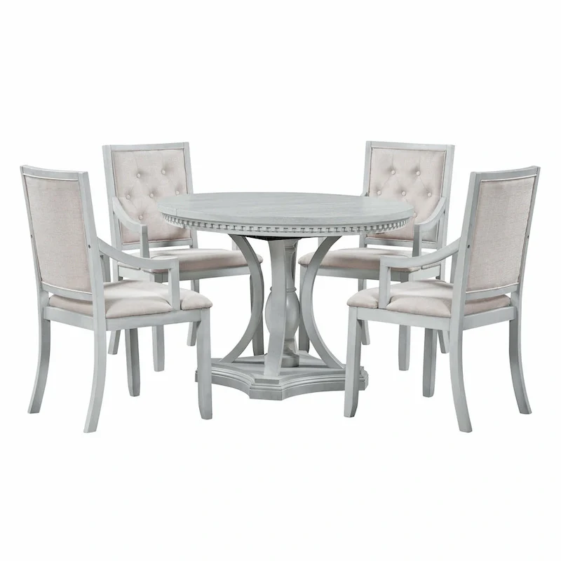 Nestfair Retro 5-piece Dining Set with 4 Chairs and Extendable Table
